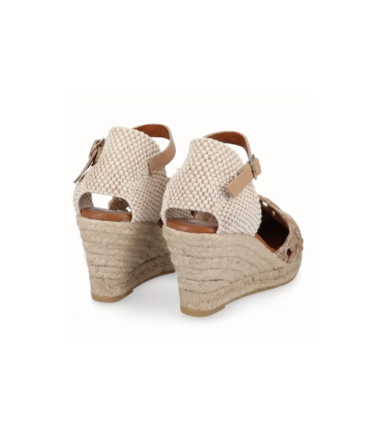 Alpargata con cuña en rafia camel