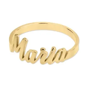 Anillos con nombre tallado en plata de ley bañado en oro