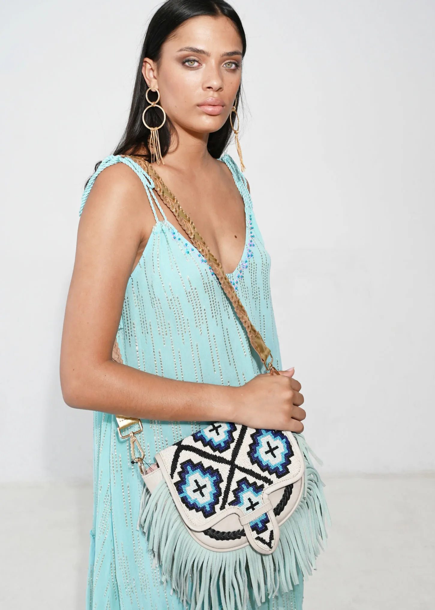 Bandolera piel Medellin azul