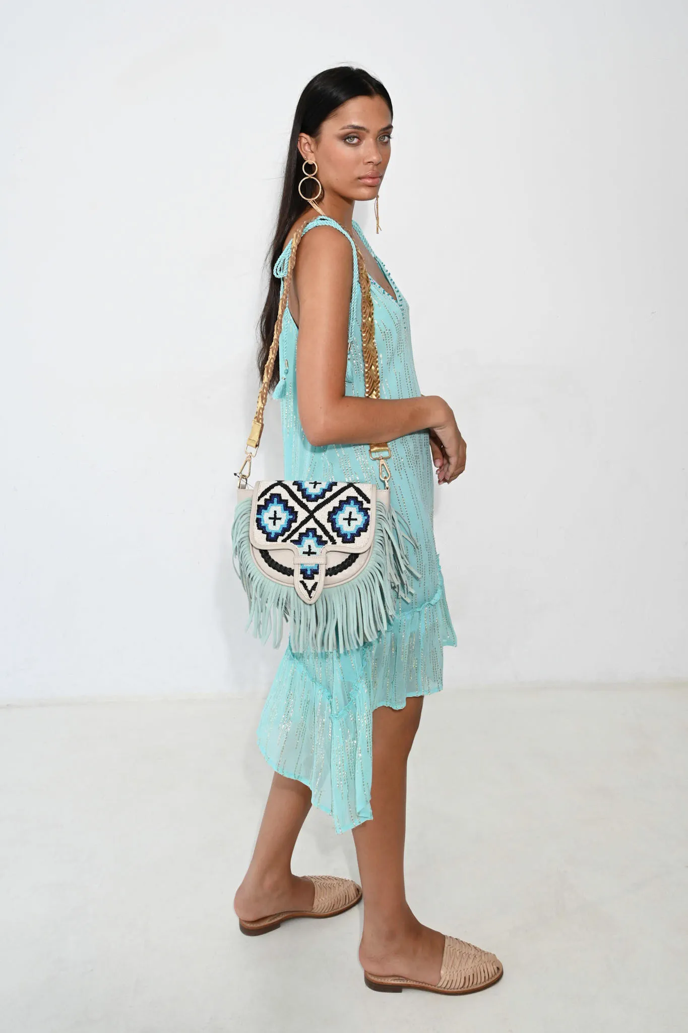 Bandolera piel Medellin azul