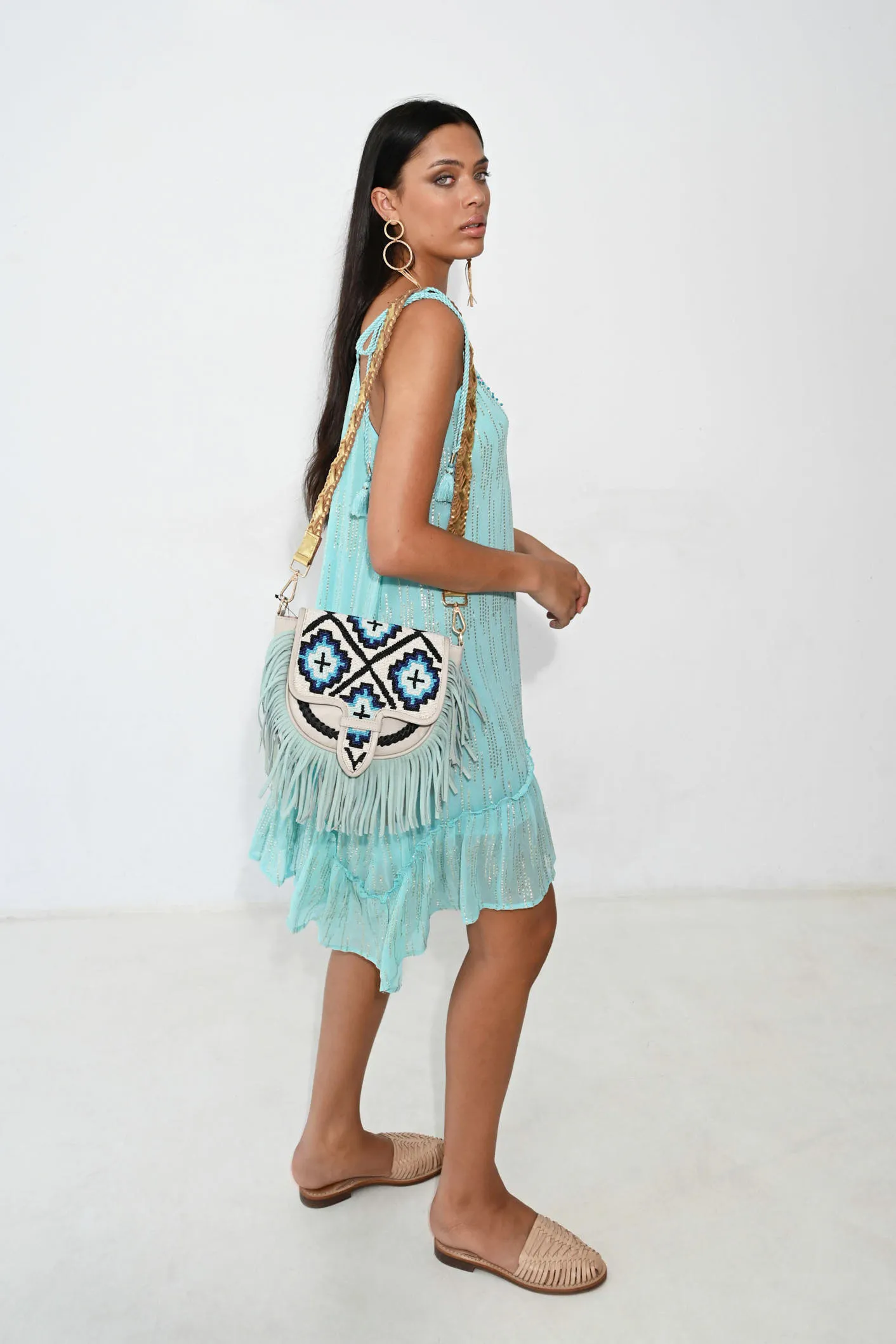 Bandolera piel Medellin azul