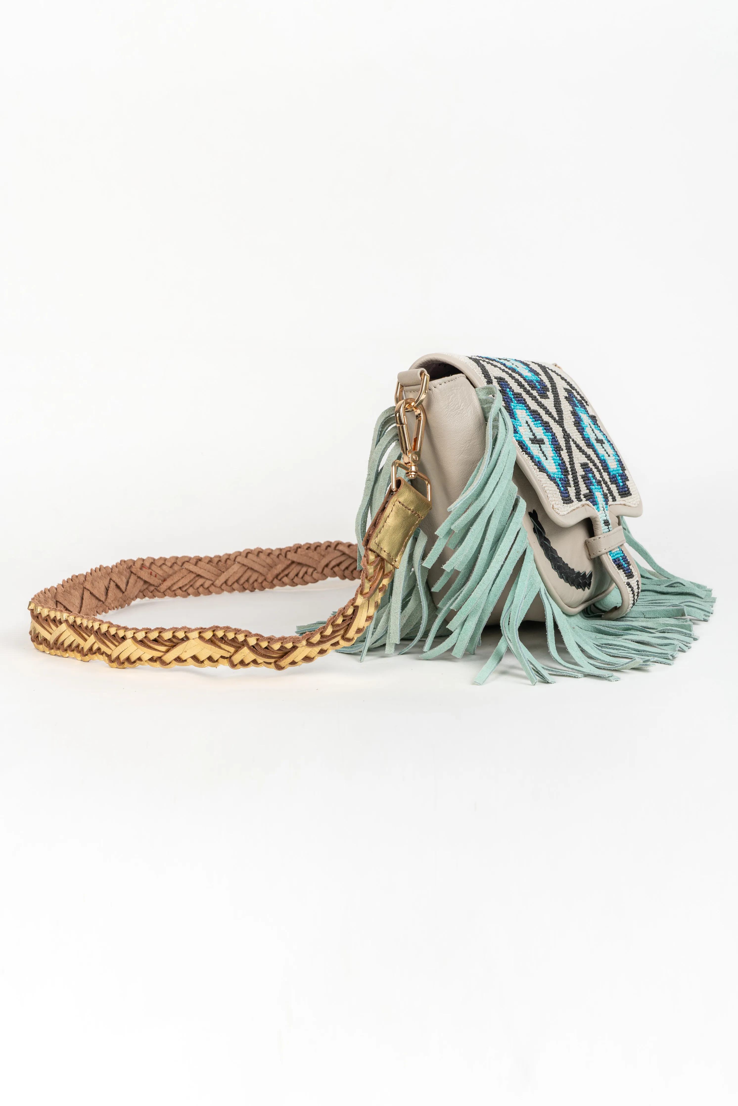 Bandolera piel Medellin azul