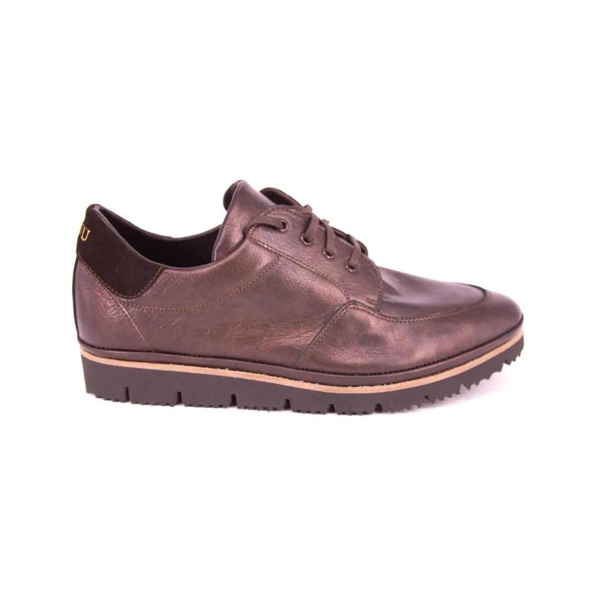 BLUCHER  PIEL METALIZADA MARRON