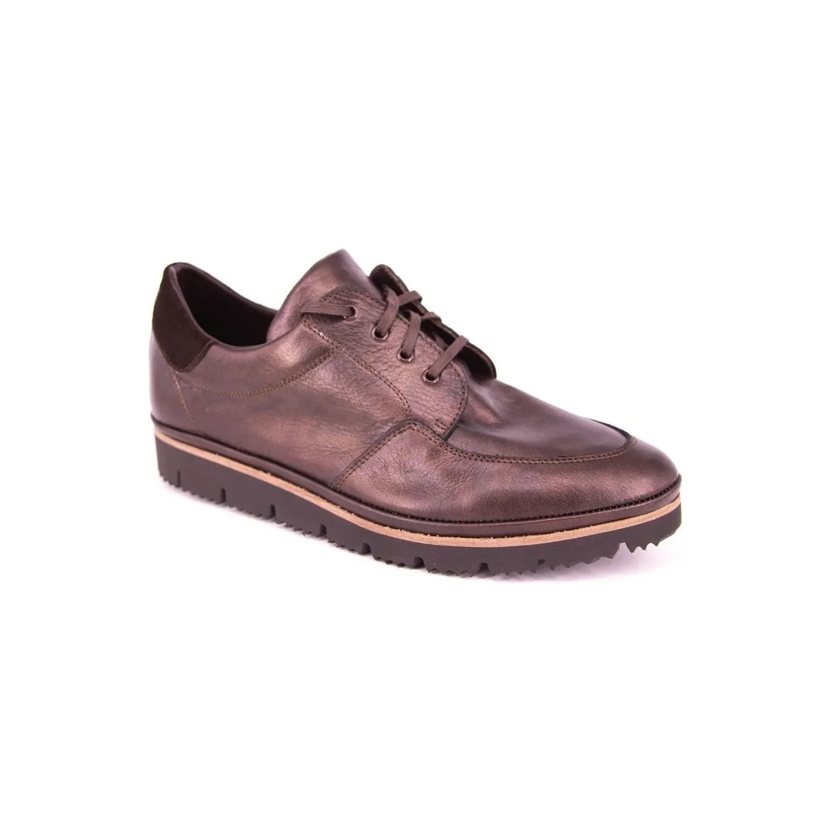 BLUCHER  PIEL METALIZADA MARRON