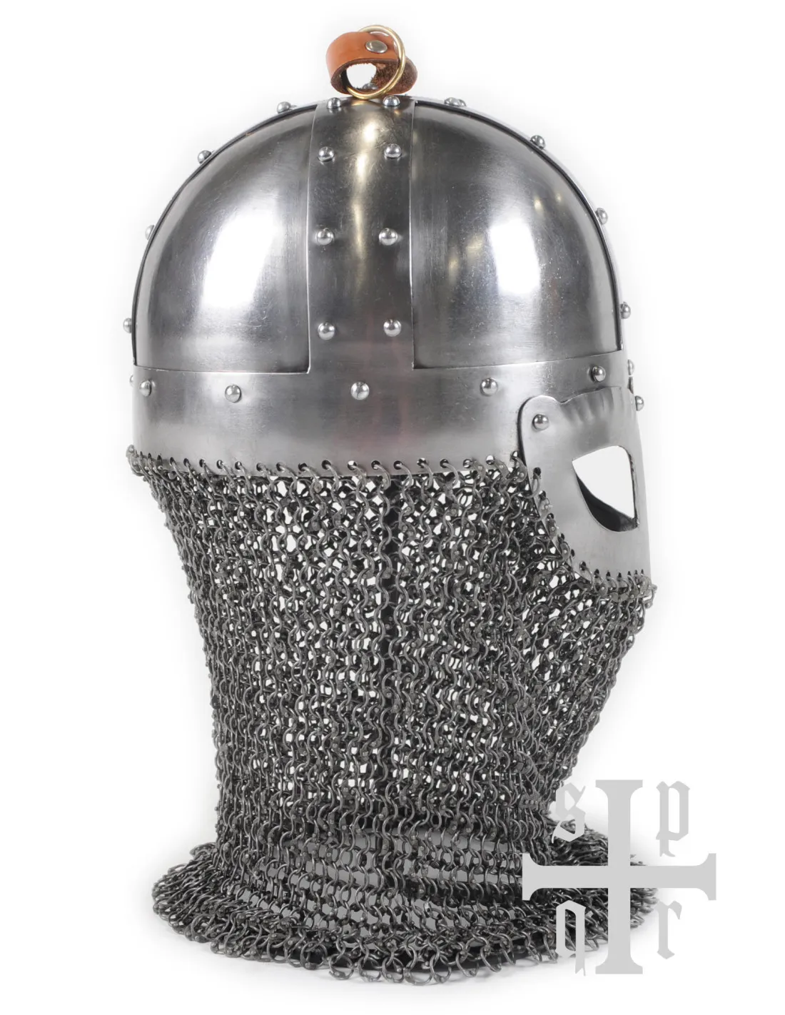 Casco Vikingo funcional con antifaz, verdugo y cabello incorporado, Reacondicionado