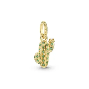 Colgante con un recubrimiento en oro de 14k Cactus del Desierto Brillante