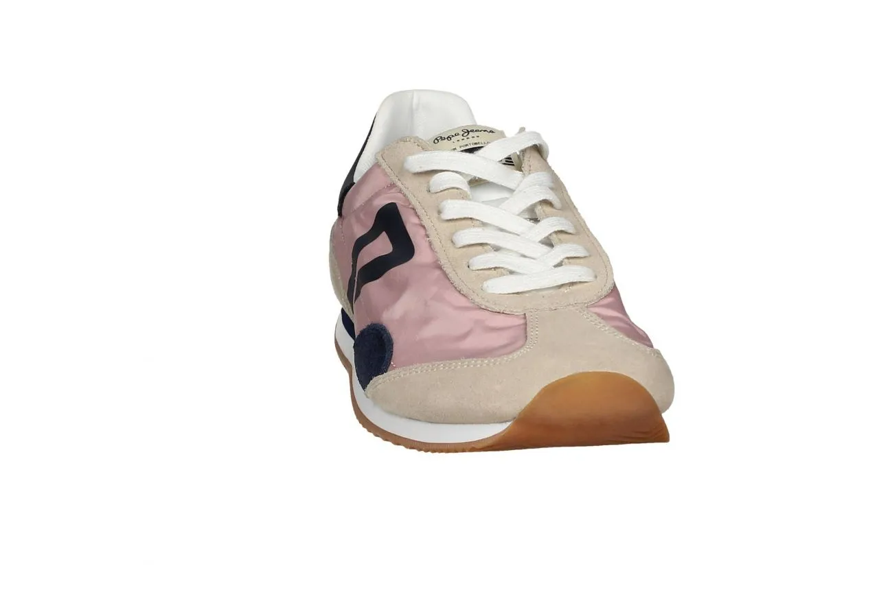 Deportivo Textil/nobuck Rosa/taupe/azul Talon Piel
