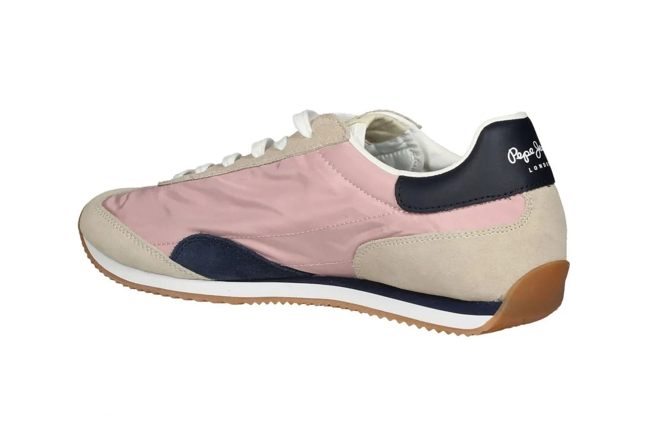 Deportivo Textil/nobuck Rosa/taupe/azul Talon Piel