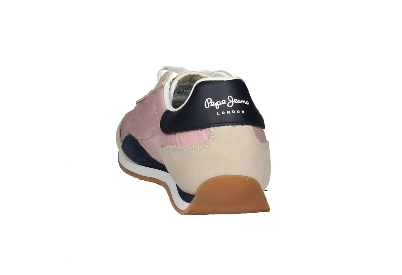 Deportivo Textil/nobuck Rosa/taupe/azul Talon Piel