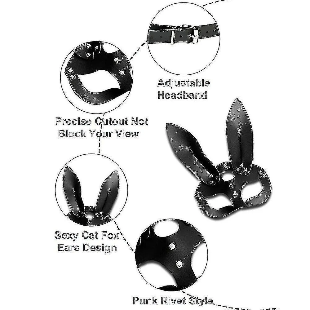 Fox / conejo Media máscara facial con diadema ajustable Mascarada Máscara de conejo Cosplay Party Club Prop