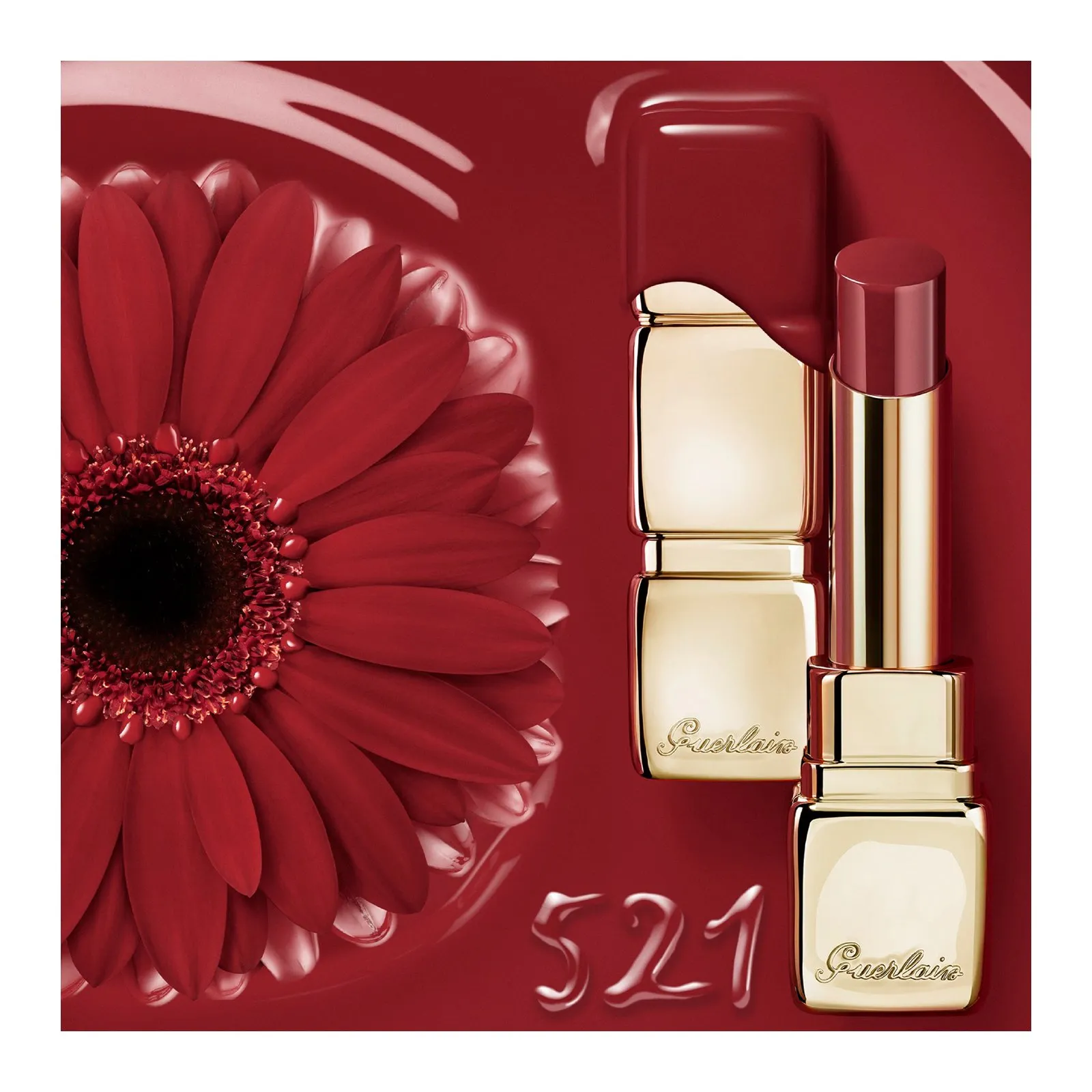 GUERLAIN KISSKISS SHINE BLOOM ROUGE BRILLANTE 95  DE INGREDIENTES DE ORIGEN NATURAL EN   521 KISS TO SAY
