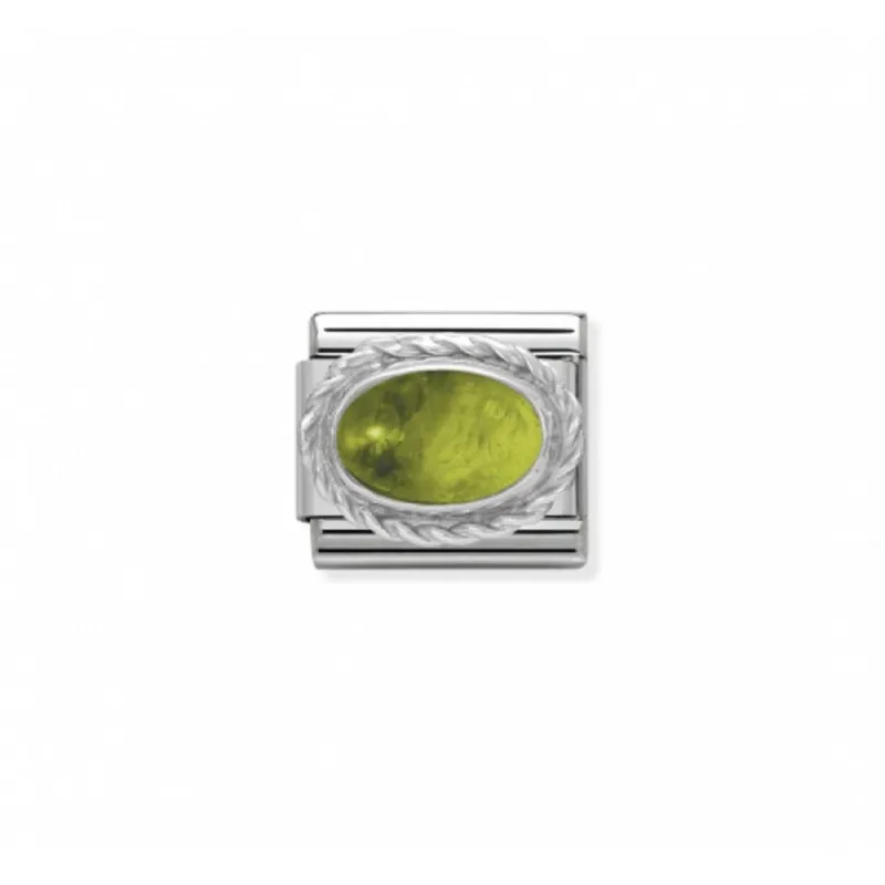 Link Nomination Acero y Plata "Peridoto ovalo" 330504 05