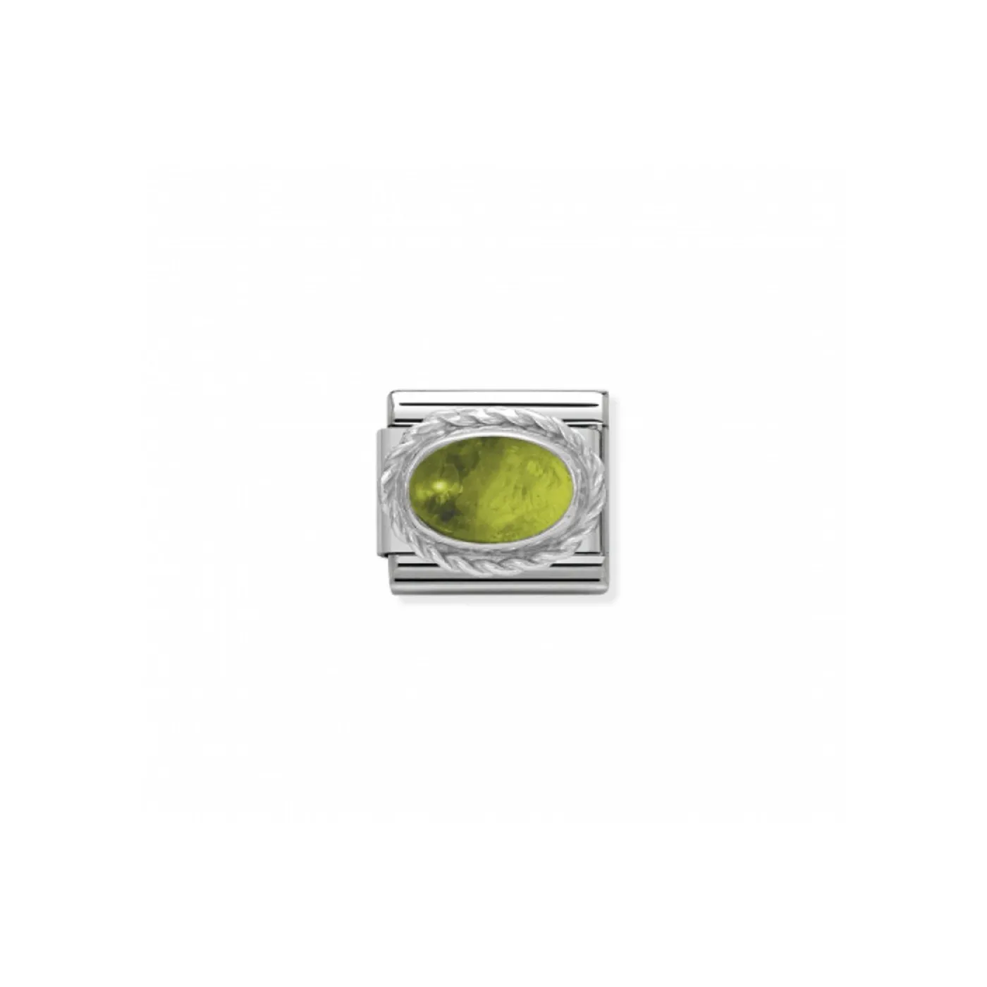 Link Nomination Acero y Plata "Peridoto ovalo" 330504 05