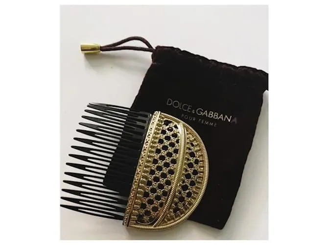 Magnífico y precioso peine sujetador de cabello DOLCE & GABBANA Dorado 