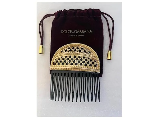 Magnífico y precioso peine sujetador de cabello DOLCE & GABBANA Dorado 