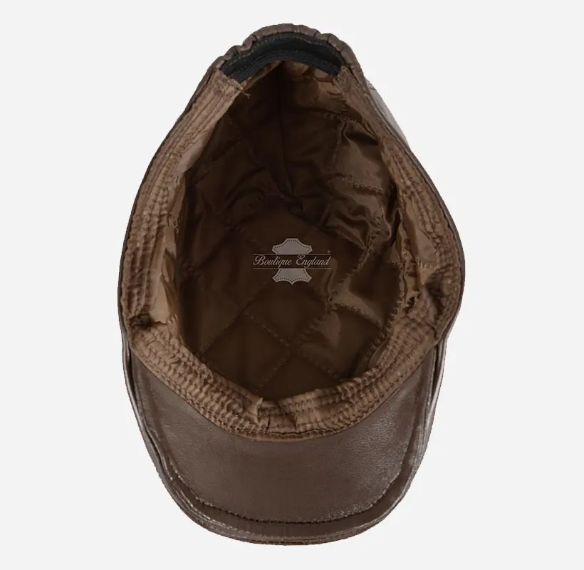Men's Leather Ivy Cap Soft Leather Golf Bunnet Cap