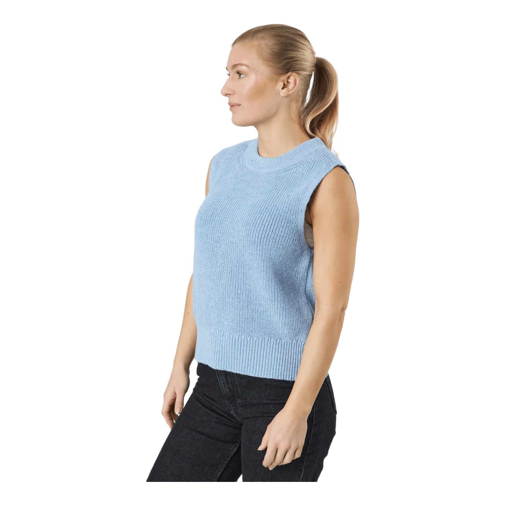 Only Onlparis Life Vest Knt Sky Blue