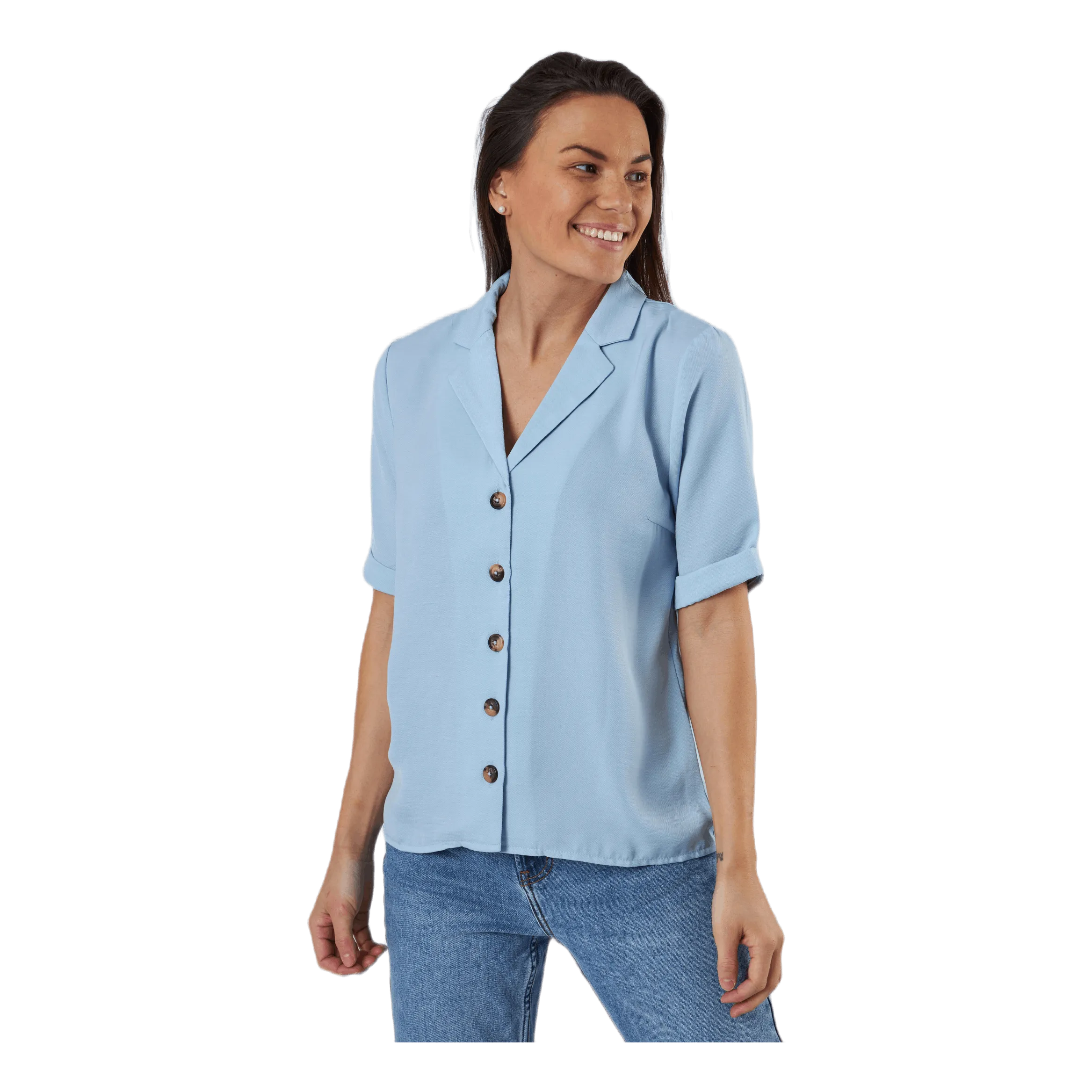 Only Sky S/S Shirt Solid Wvn Blue