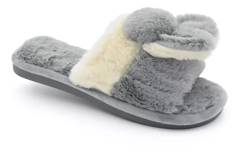 Pantufla Mujer Piel Importada Liviana Abierta Conejo Serafin