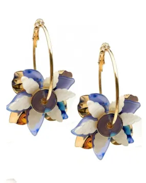 PENDIENTES DE ARO CON FLORES BONITAS TENDRAS DOS EN UNO