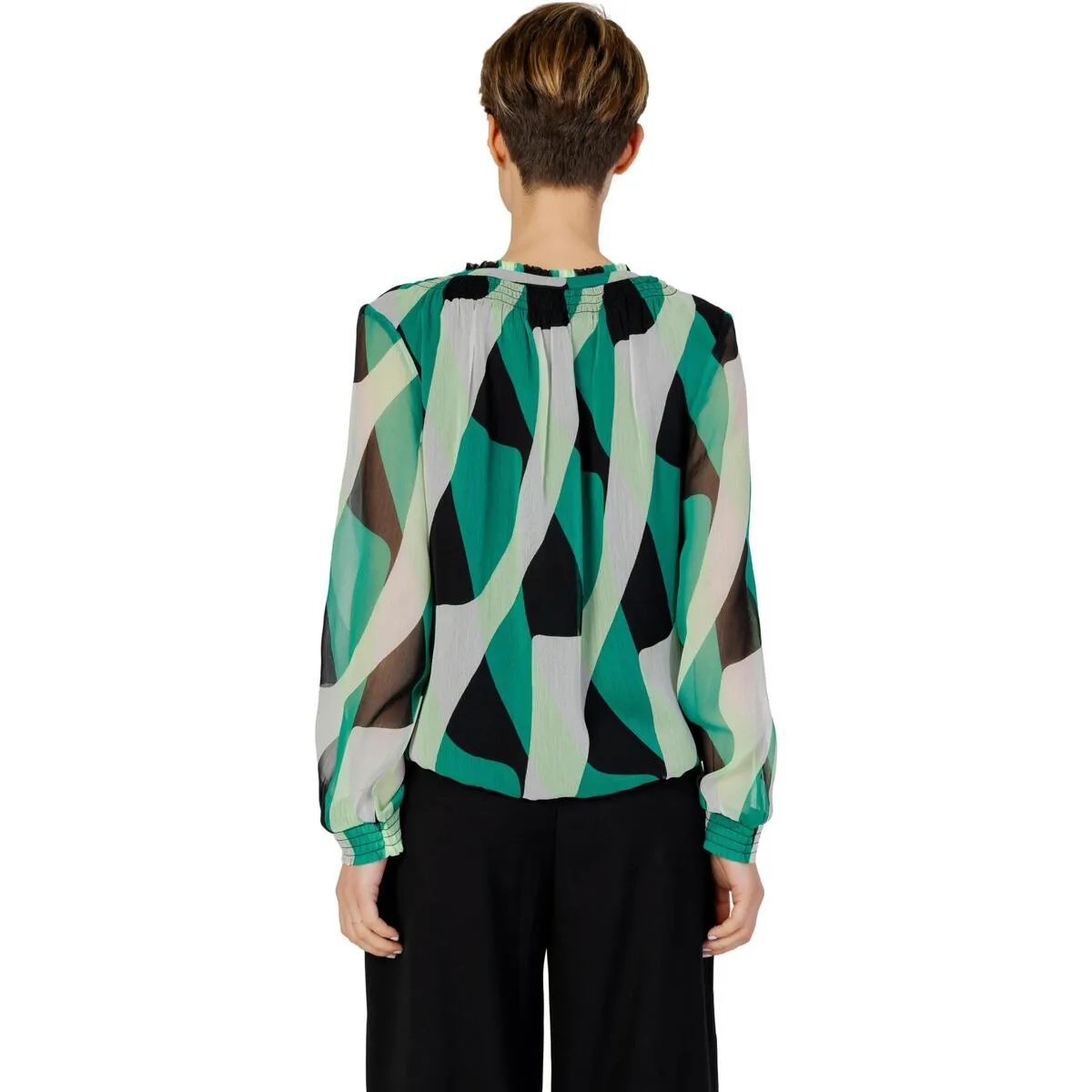Printed chiffonblouse w smok d 344445