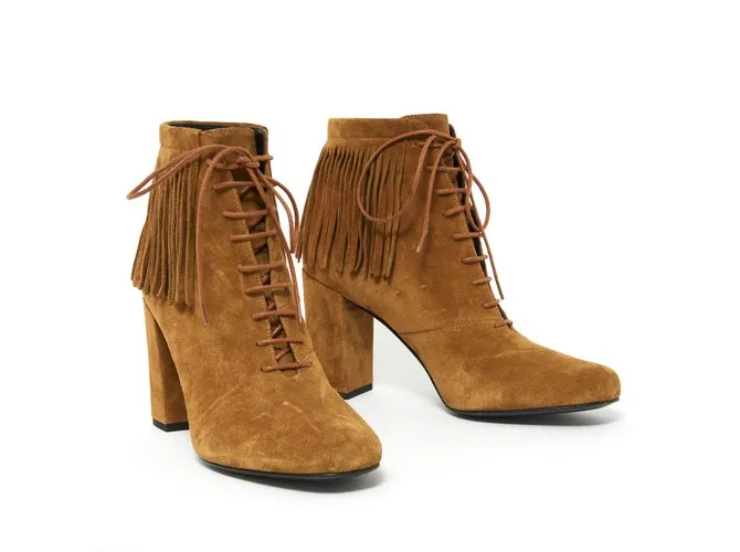 Saint Laurent CAMEL FRINGE FR38.5 Caramelo 