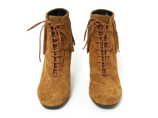 Saint Laurent CAMEL FRINGE FR38.5 Caramelo 