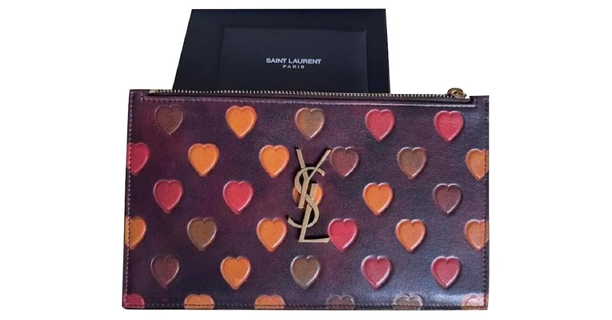 Saint Laurent Monedero con monograma Marrón oscuro 