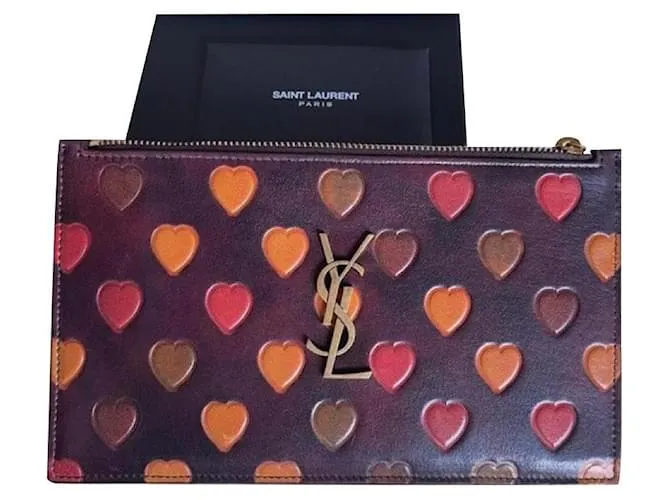 Saint Laurent Monedero con monograma Marrón oscuro 