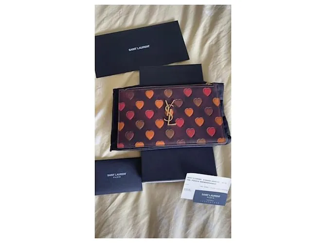 Saint Laurent Monedero con monograma Marrón oscuro 