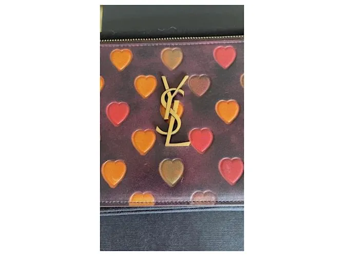 Saint Laurent Monedero con monograma Marrón oscuro 
