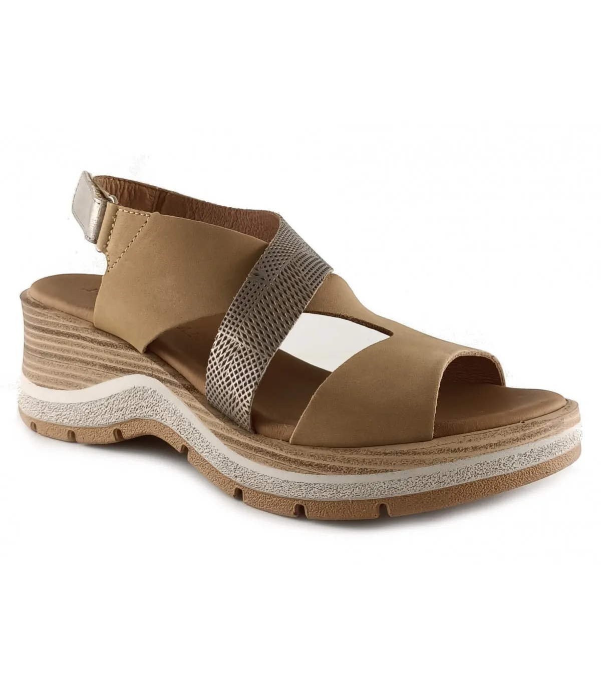 Sandalia con plataforma en nobuck camel