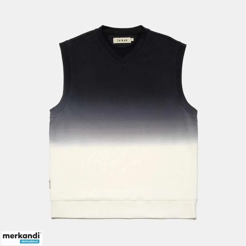 TAIKAN EVERYTHING FLEECE VEST DIP DYE BLACK/CREAM  2108002DBL
