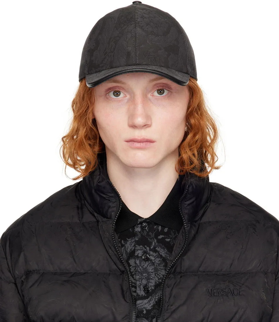 Versace Gray Barocco Jacquard Baseball Cap