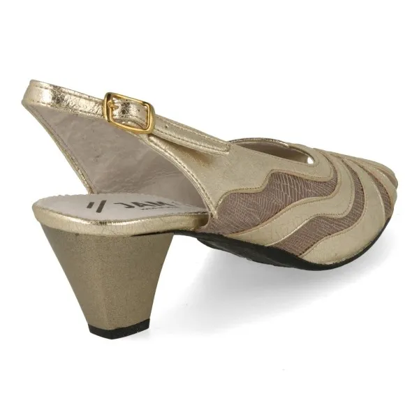 ZAPATOS TACON MEDIO MUJER PIEL MOD. LAGO DORADO
