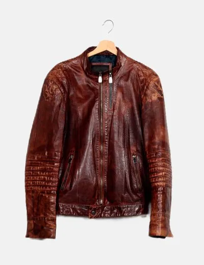 Zara Chaquetón piel marrón